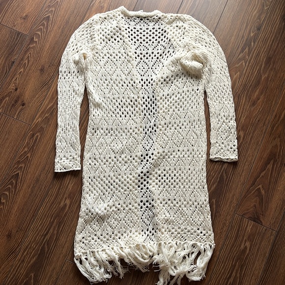 (NWOT) Forever 21 Long Knit Cardigan/Coverup - White/Cream - Picture 2 of 9